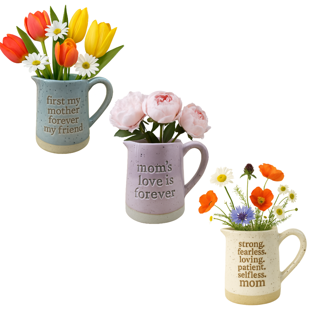 Mom Ceramic Pitcher Bud Vases Mud Pie Home - Garden - Vases & Planters