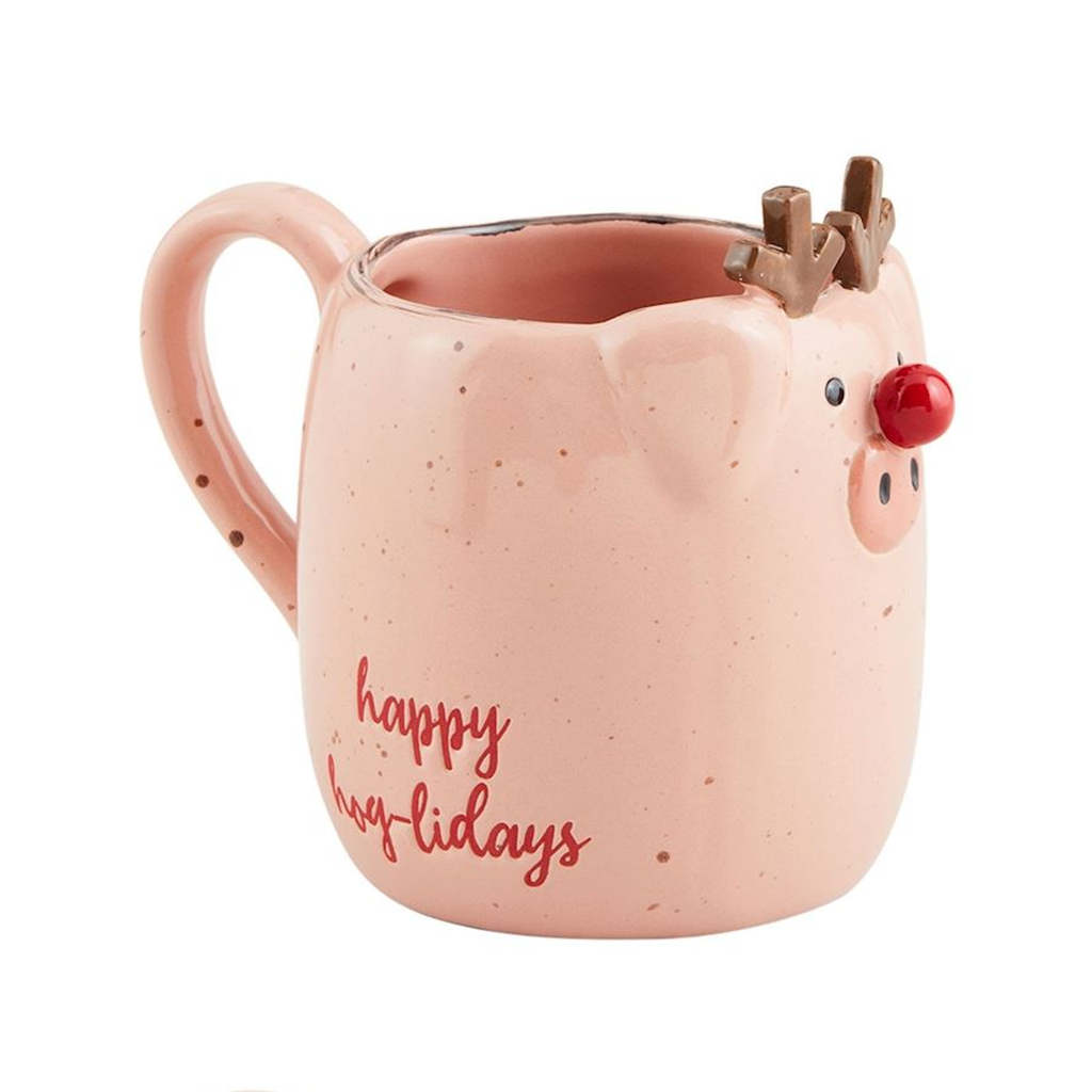 Pig (Happy Hog-lidays) Christmas Farm Animal Mug Mud Pie Home - Mugs & Glasses