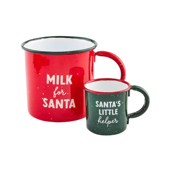 Santa Enamel Mug Set Mud Pie Home - Mugs & Glasses