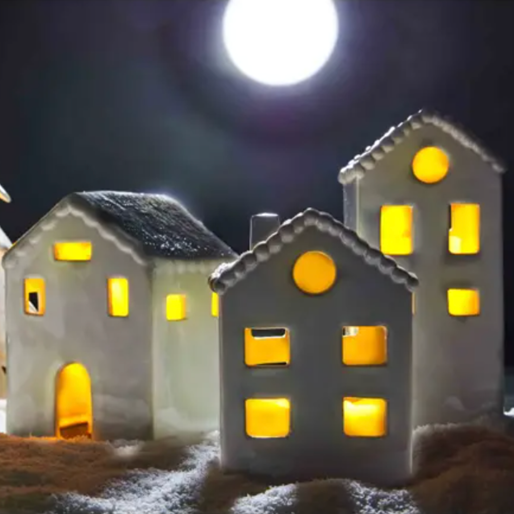 White Christmas Houses Mud Pie Home