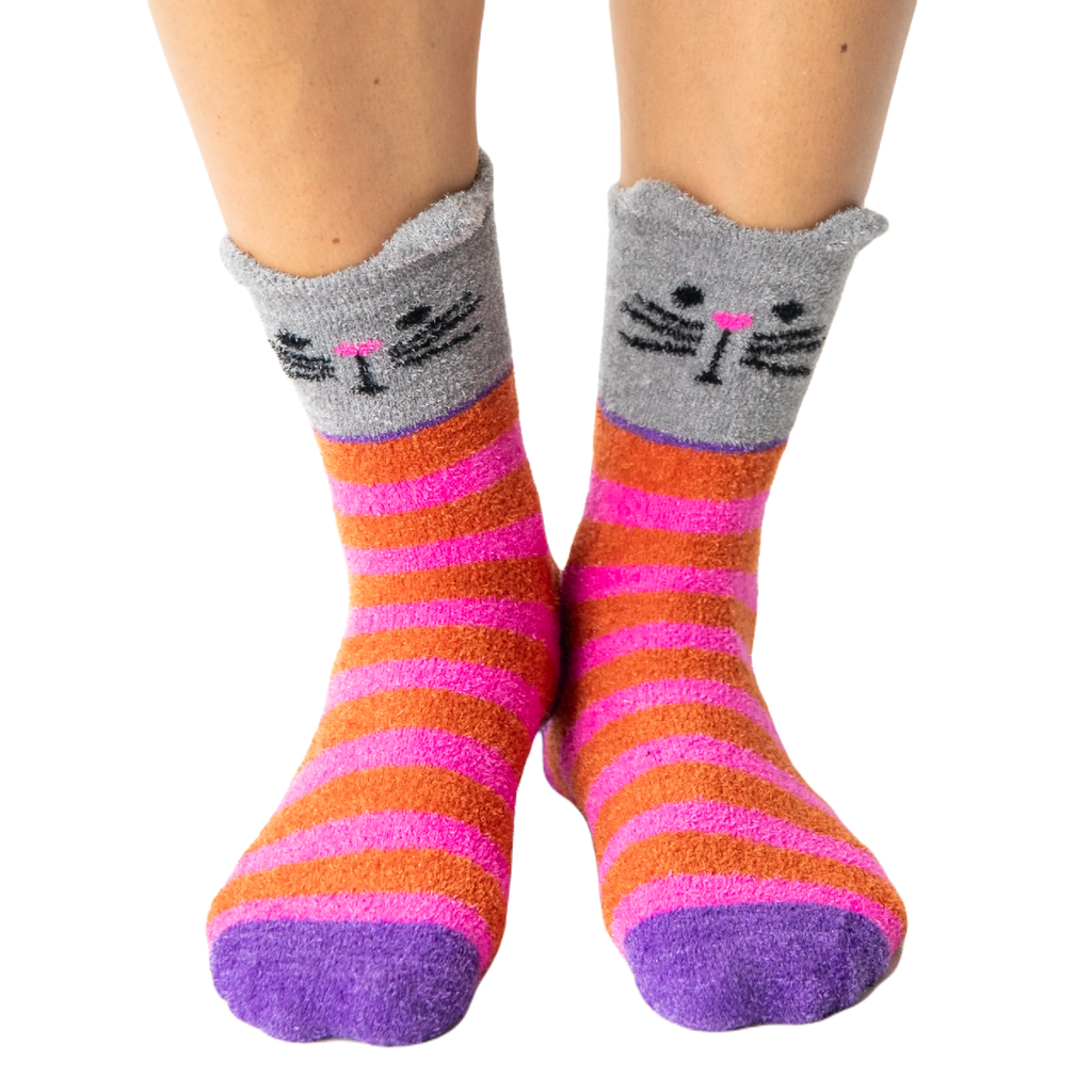 Hot Pink Cat Cozy Socks Natural Life Apparel & Accessories - Socks - Adult - Unisex