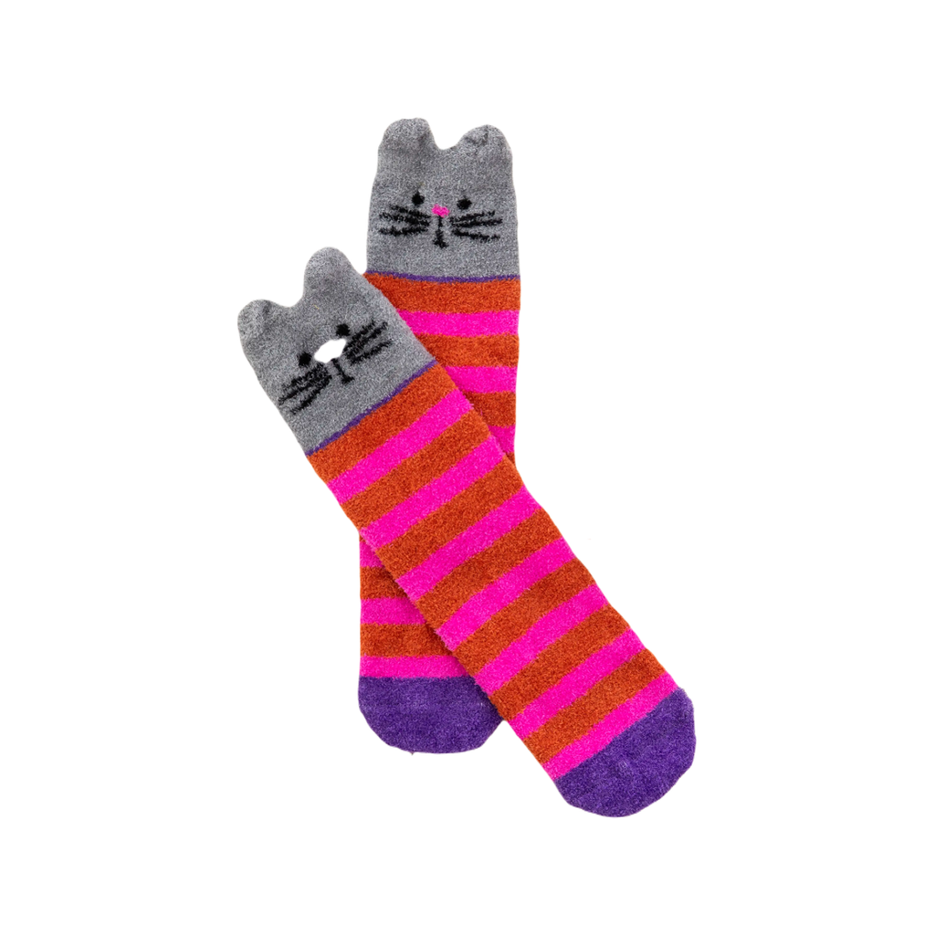 Hot Pink Cat Cozy Socks Natural Life Apparel & Accessories - Socks - Adult - Unisex