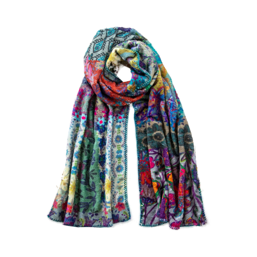 Cozy Blanket Scarf - Blue Patchwork Natural Life Apparel & Accessories - Winter - Adult - Scarves & Wraps