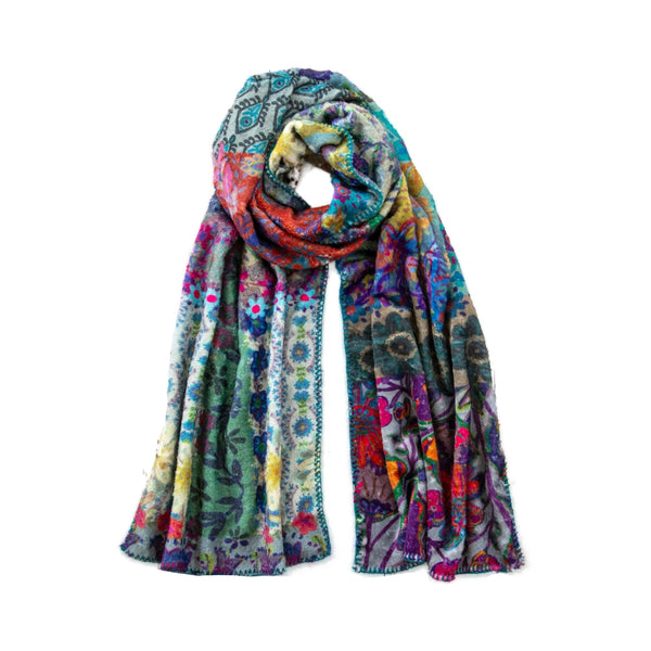 Cozy Blanket Scarf - Blue Patchwork Natural Life Apparel & Accessories - Winter - Adult - Scarves & Wraps
