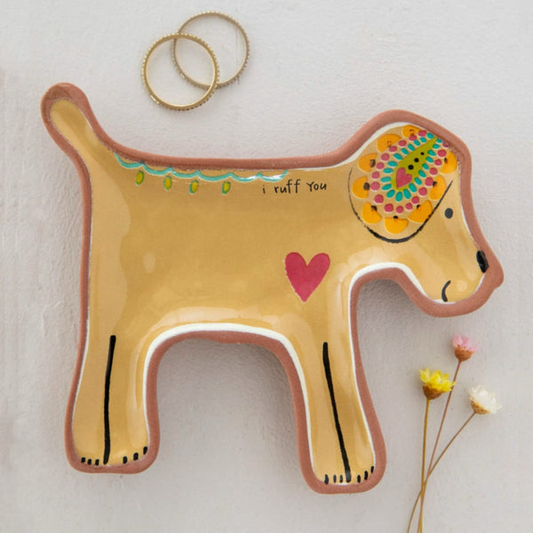 Dog Terracotta Trinket Dish - I Ruff You Natural Life Home - Decorative Trays, Plates, & Bowls