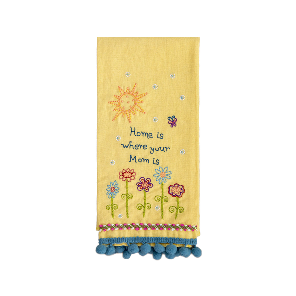 Home Is Where Your Mom Is Linen Embroidered Hand Towel Natural Life Home - Kitchen & Dining - Kitchen Cloths & Dish Towels