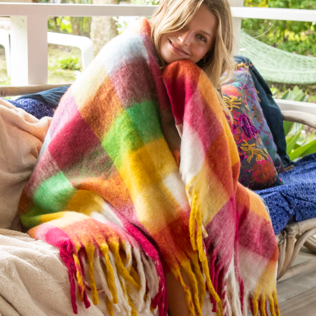 Rainbow Cuddle Up Throw Blanket Natural Life Home