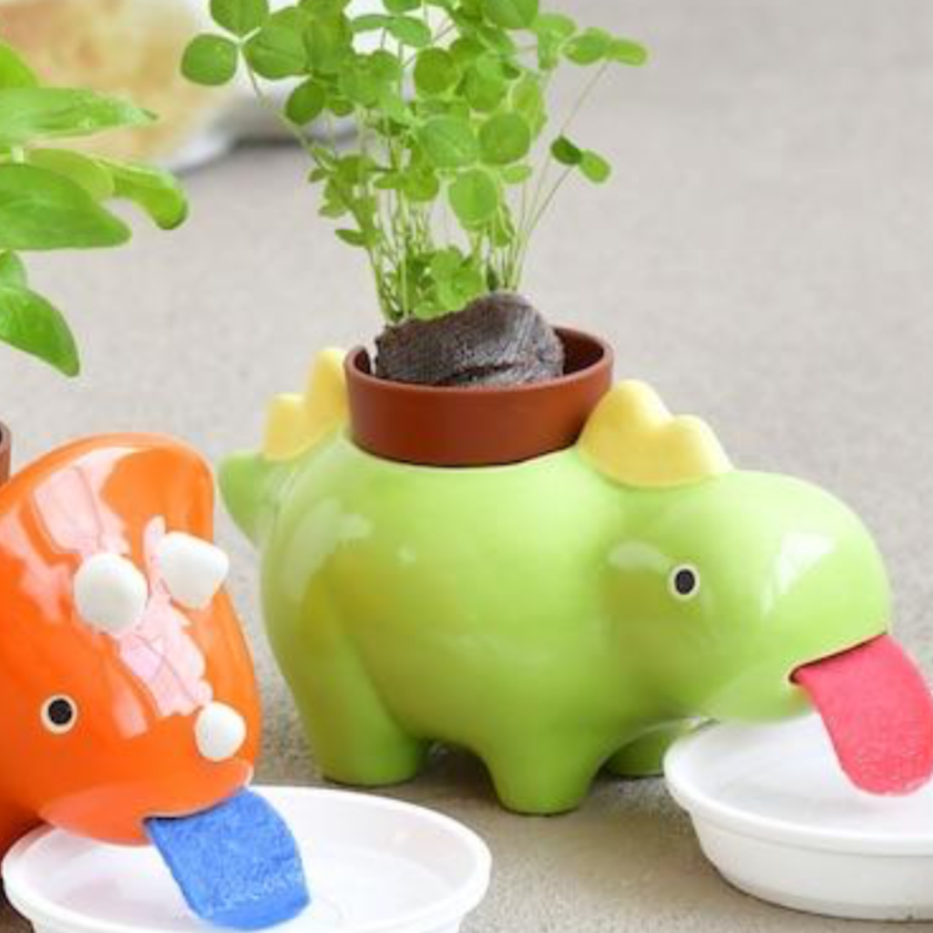 self watering dinosaur planter Dinosaur GreenZaurus Plant Kit