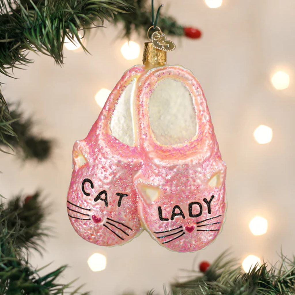 Cat Lady Slippers Ornament Old World Christmas Holiday - Ornaments