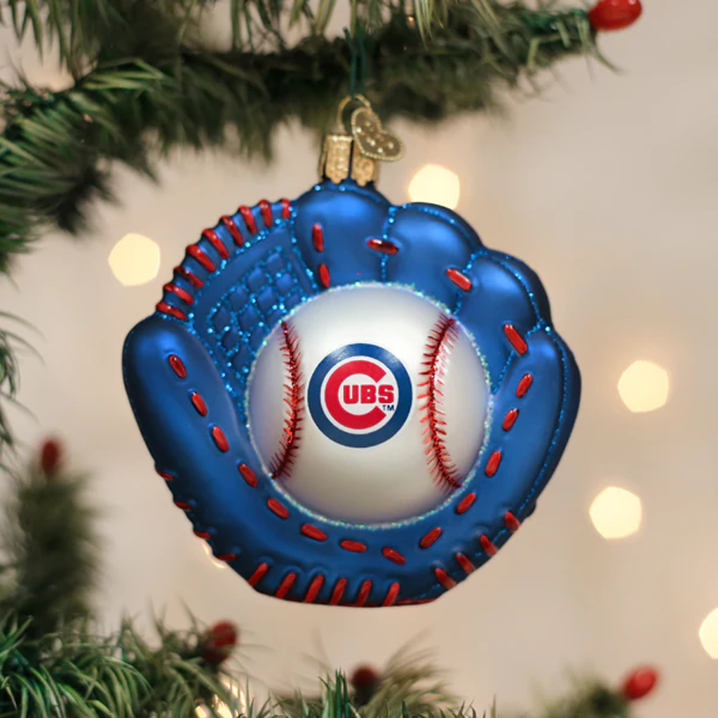 Cubs Baseball Mitt Ornament Old World Christmas Holiday - Ornaments