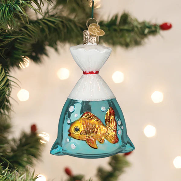 Goldfish In A Bag Ornament Old World Christmas Holiday - Ornaments