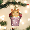 Kitten In Flower Pot Ornament Old World Christmas Holiday - Ornaments