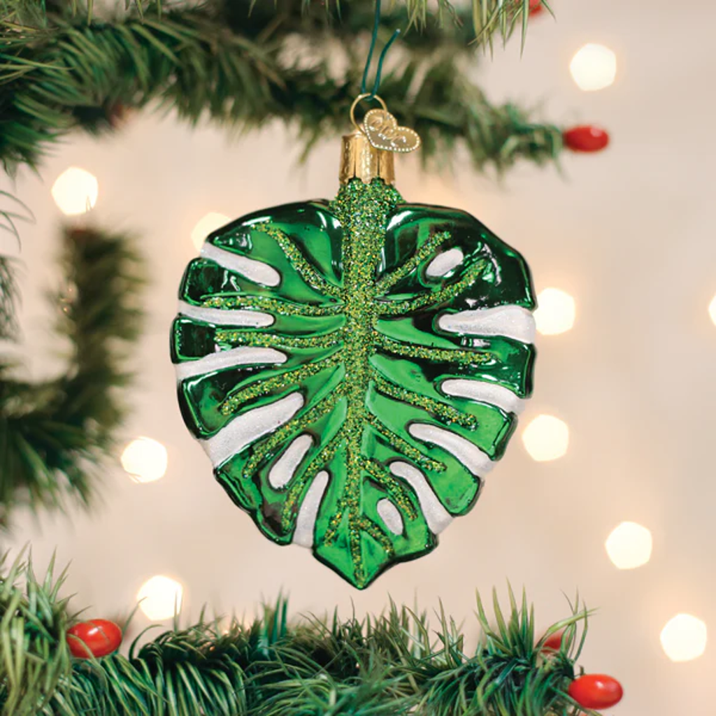 Monstera Leaf Ornament Old World Christmas Holiday - Ornaments