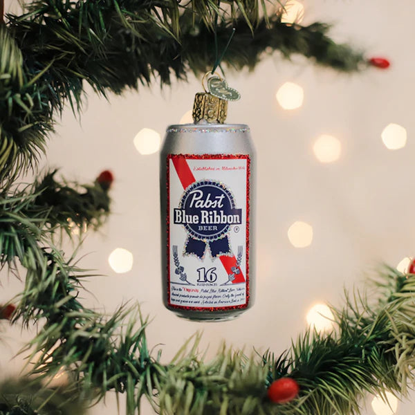 Pabst Blue Ribbon Beer Can Ornament Old World Christmas Holiday - Ornaments