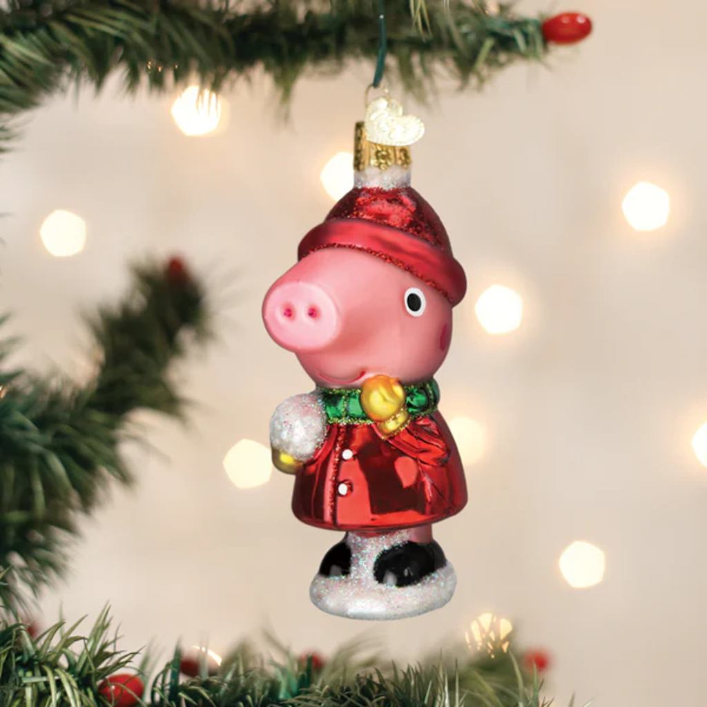 Peppa Pig With Snowball Ornament Old World Christmas Holiday - Ornaments