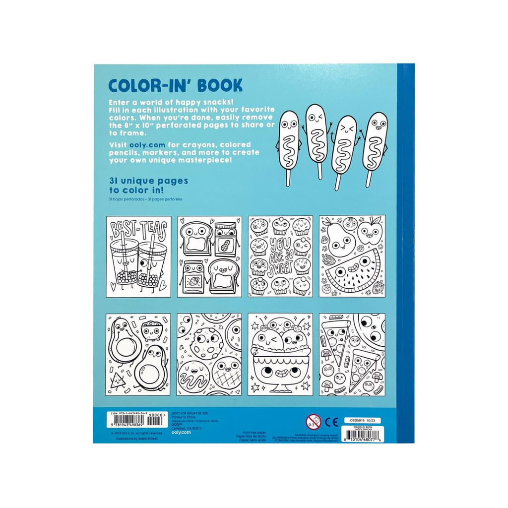 Happy Snacks Color In Book OOLY Toys & Games - Art & Drawing Toys