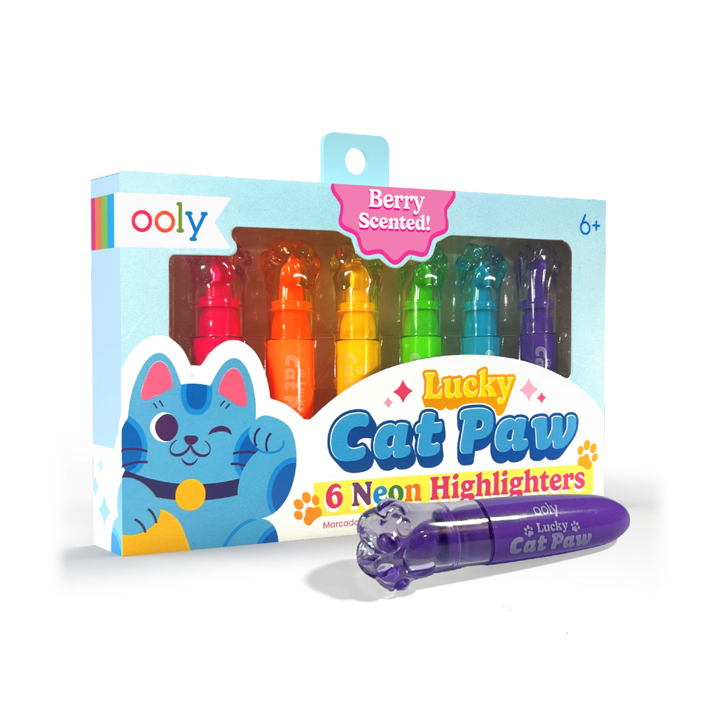 Lucky Cat Paw Scented Neon Highlighter Set Ooly Toys & Games - Art & Drawing Toys
