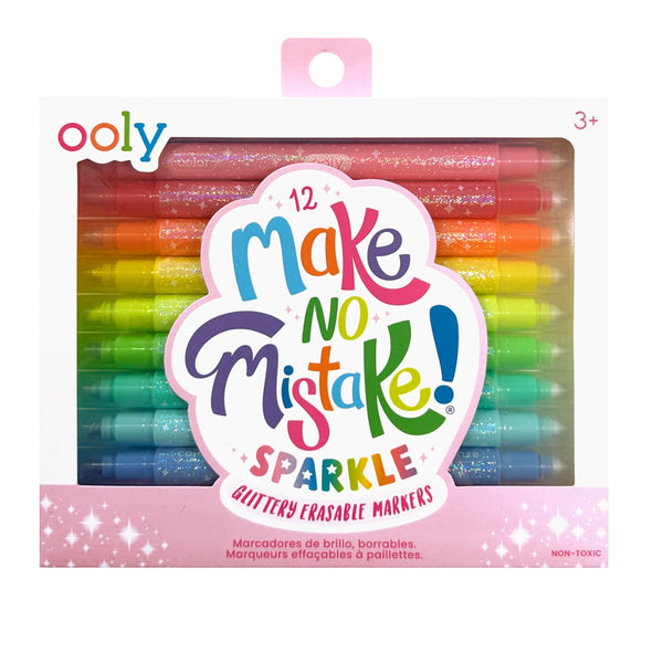 Make No Mistake! Sparkle Glittery Erasable Markers - Set of 12 Ooly Toys & Games - Art & Drawing Toys