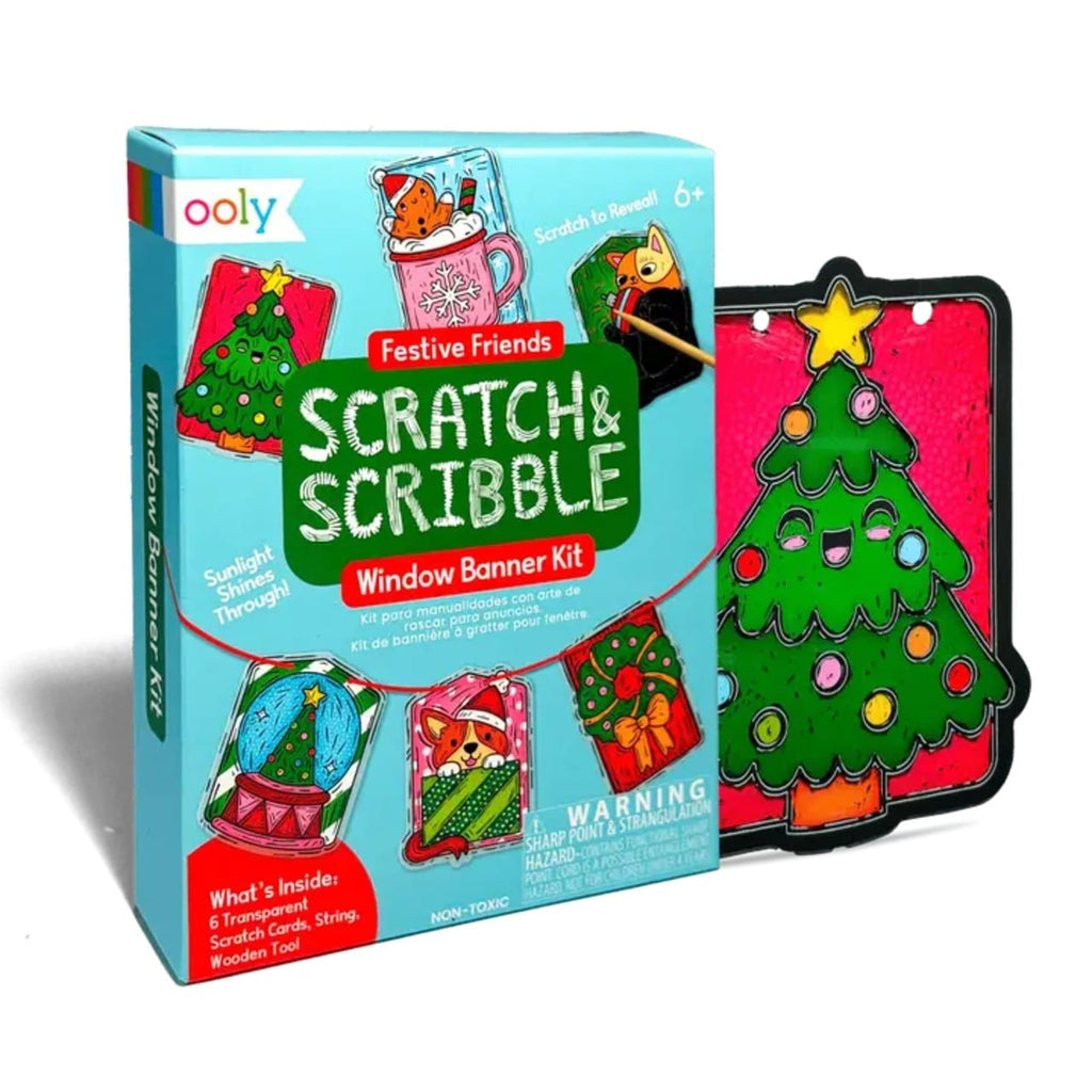 Mini Scratch & Scribble Window Banner Kit - Festive Friends Ooly Toys & Games - Art & Drawing Toys