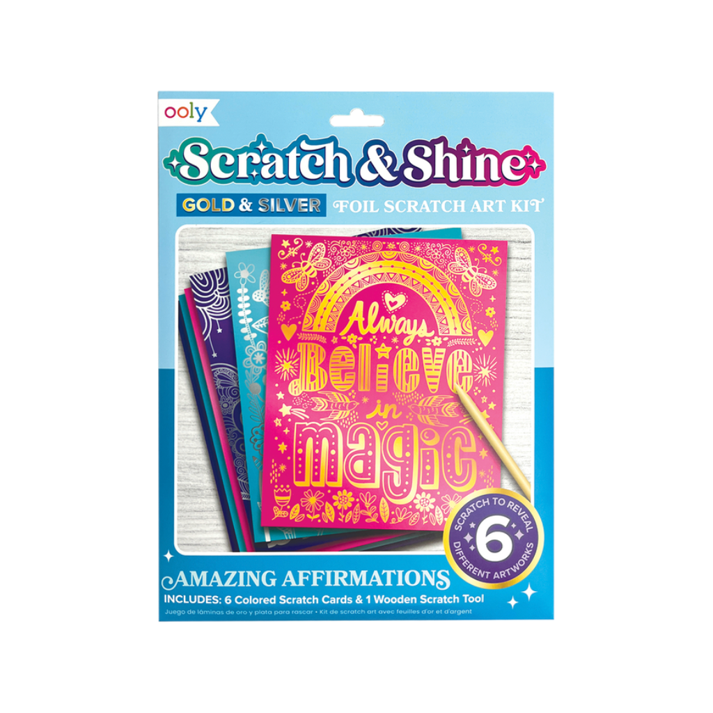 Scratch and Shine Foil Scratch Art Kit - Amazing Affirmations OOLY Toys & Games - Art & Drawing Toys