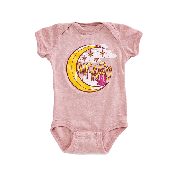 Chicago Moon Onesie - Heather Royal Mauve Orchard Street Apparel Apparel & Accessories - Clothing - Baby & Toddler - One-Pieces & Onesies
