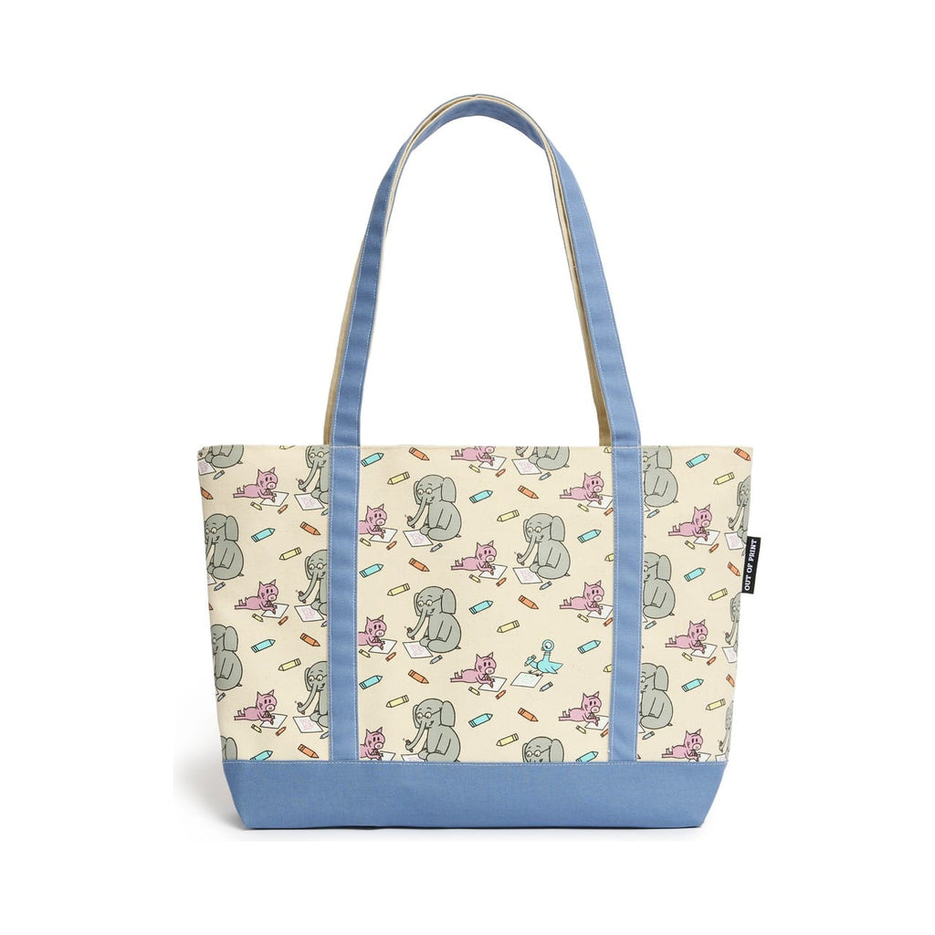 Elephant & Piggie Large Zippered Tote Bag Out Of Print Apparel & Accessories - Bags - Reusable Shoppers & Tote Bags