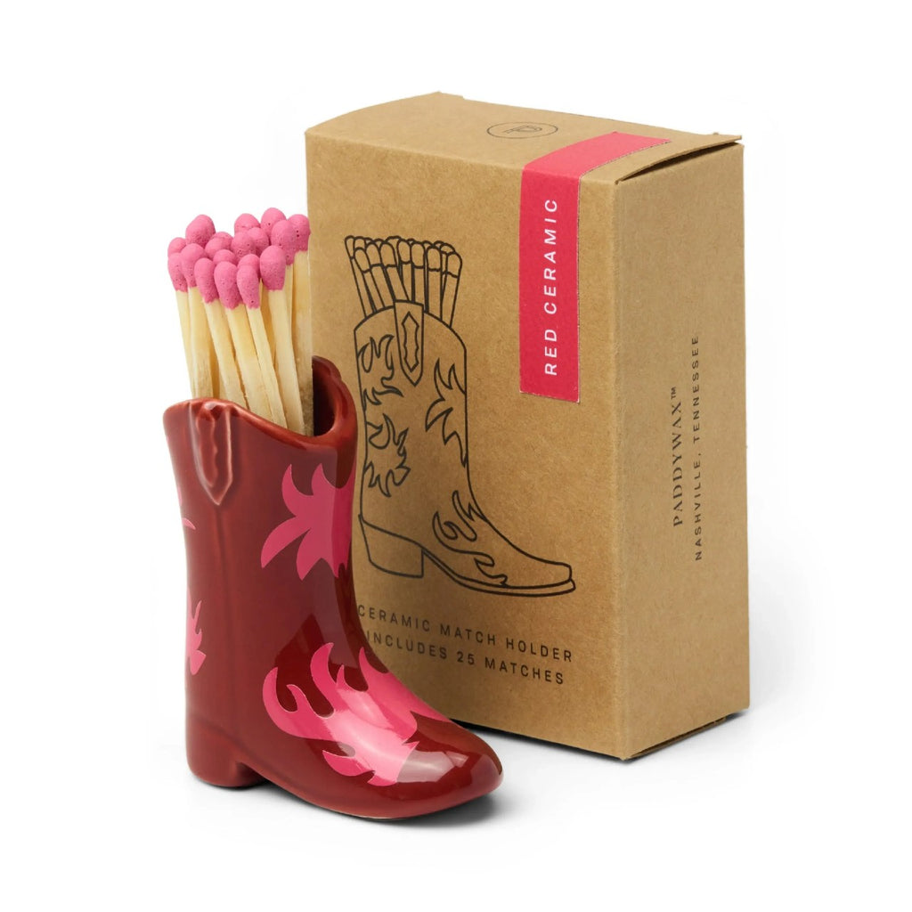 Red & Pink Flame Nashville Boot Vintage Match Striker & Holder Paddywax Home - Candles - Matches