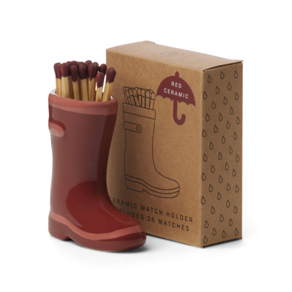 Red Wellington Boot Ceramic Match Holder Paddywax Home - Candles - Matches