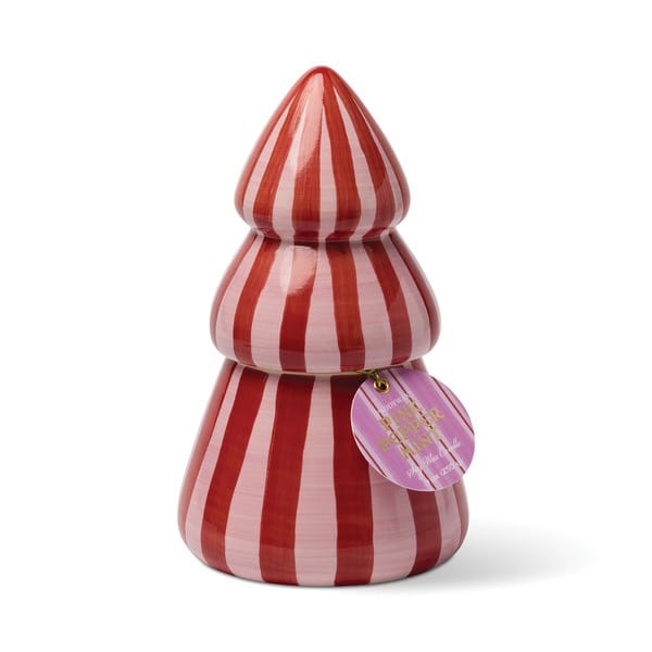 Pink Peppermint Cabana Christmas 9oz Hand Painted Striped Tree Paddywax Home - Candles