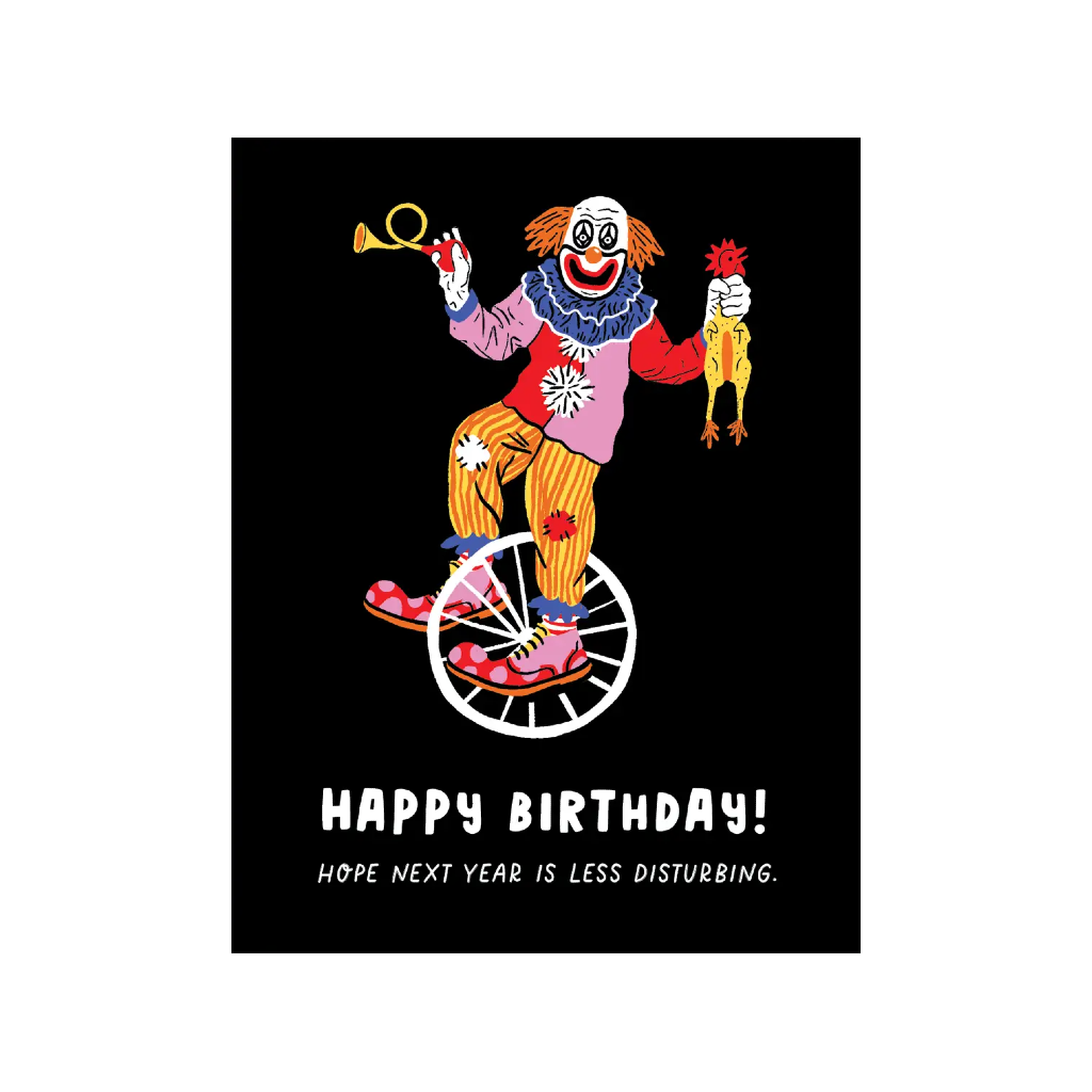 Disturbing Clown Birthday Card Party of One Cards - Birthday