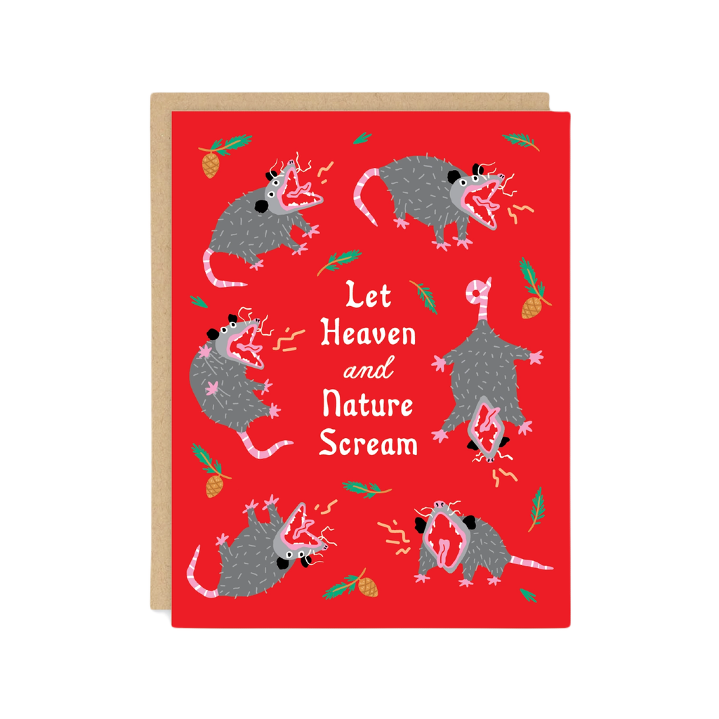 Nature Scream Opossum Christmas Card Party Of One Cards - Holiday - Christmas