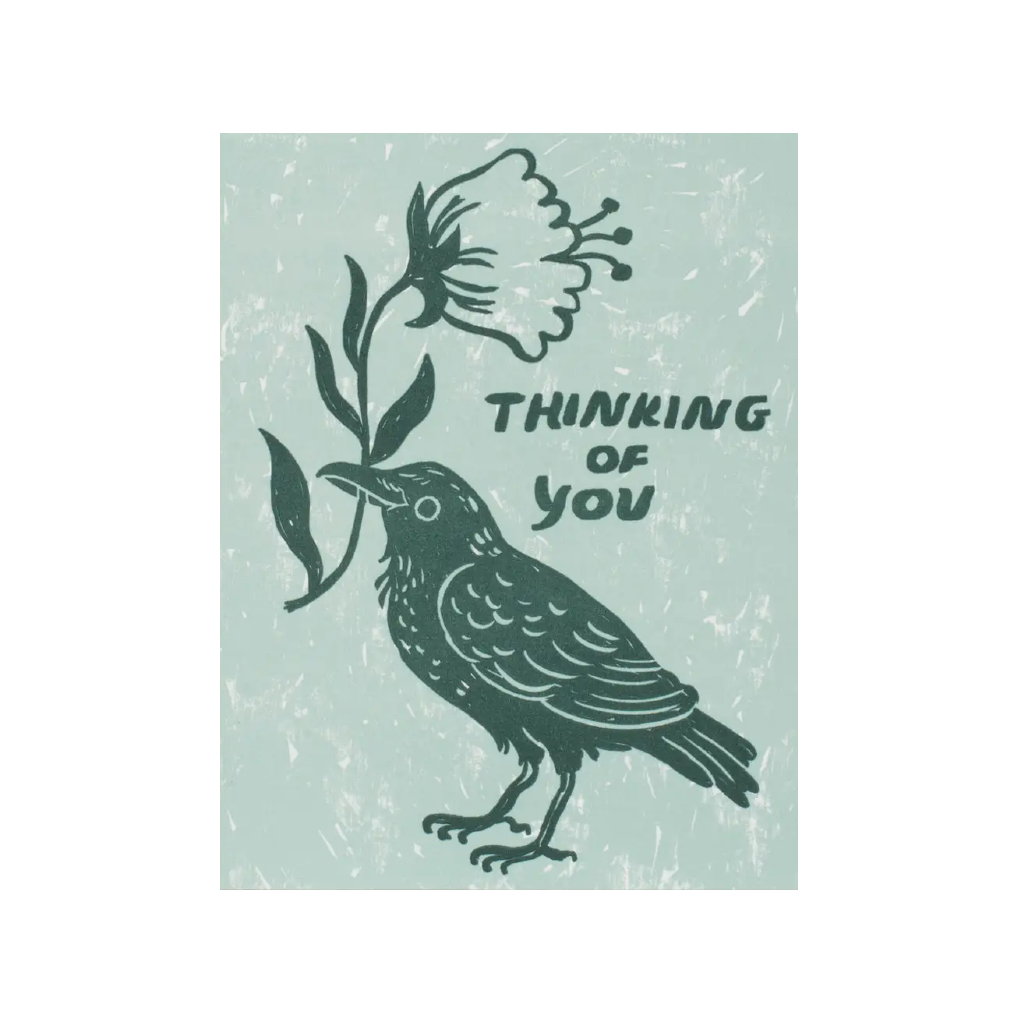 Thinking Of You Crow Sympathy Card Phoebe Wahl Cards - Sympathy
