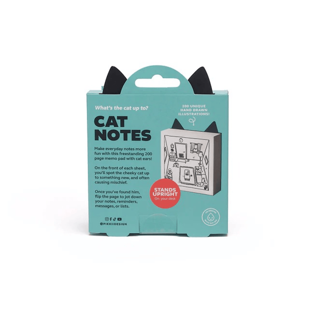 What's The Cat Up To Note Noteblock - Die-Cut Cat Desk Memo Pad Pikkii Books - Blank Notebooks & Journals - Notepads
