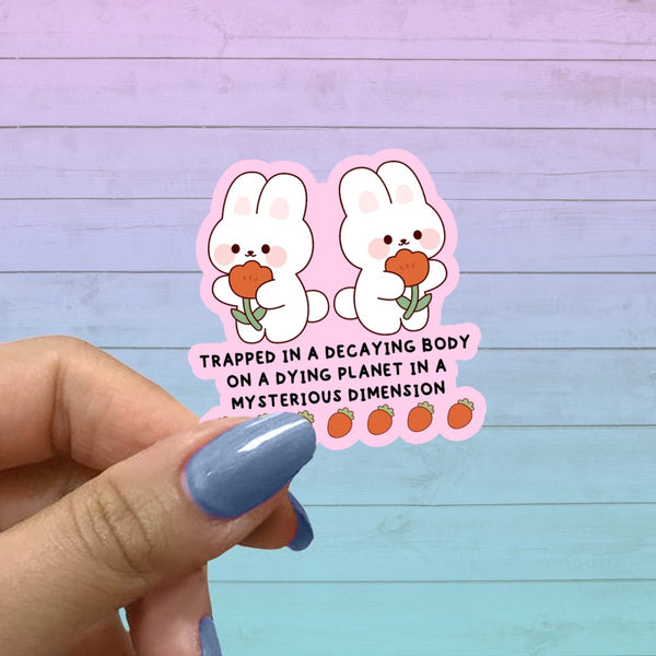 Existential Crisis Cute Kawaii Bunny Sticker Pretty Toxic Stickers Impulse - Decorative Stickers