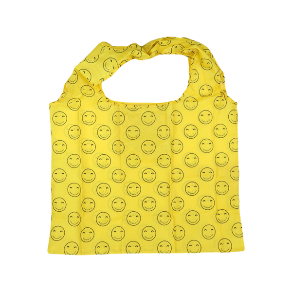 Smiley Yellow Nylon Tote Bag Properly Improper Apparel & Accessories - Bags - Reusable Shoppers & Tote Bags