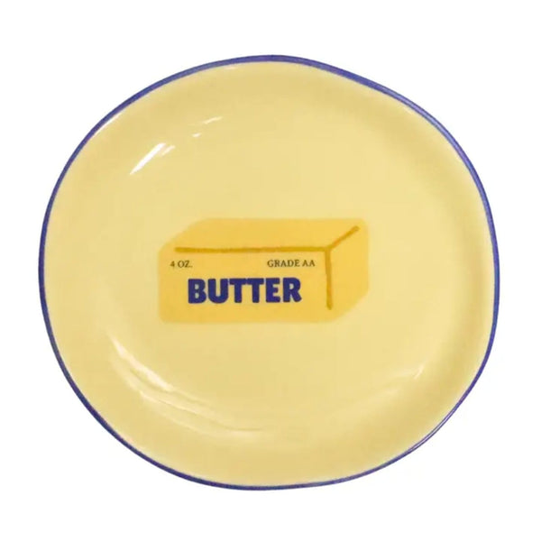 Butter With Blue Rim Round Trinket Tray Properly Improper Home - Decorative Trays, Plates, & Bowls