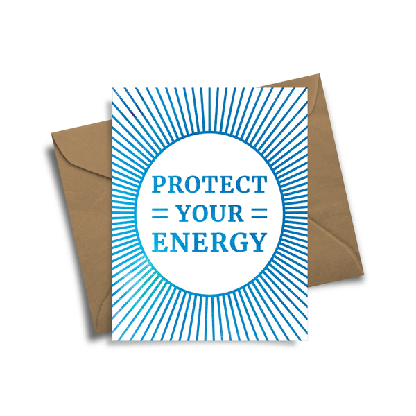 Protect Your Energy Blue Blank Card Radical Hearts Print Lab Cards - Any Occasion