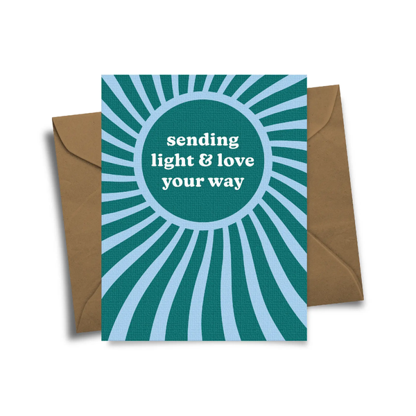 Sending Light And Love Your Way Blue Sympathy Card Radical Hearts Print Lab Cards - Sympathy