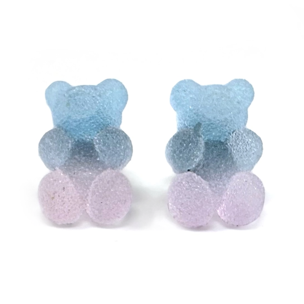 Sky Blue Frosted Gummy Bear Earrings Rainbow Unicorn Birthday Surprise Jewelry - Earrings