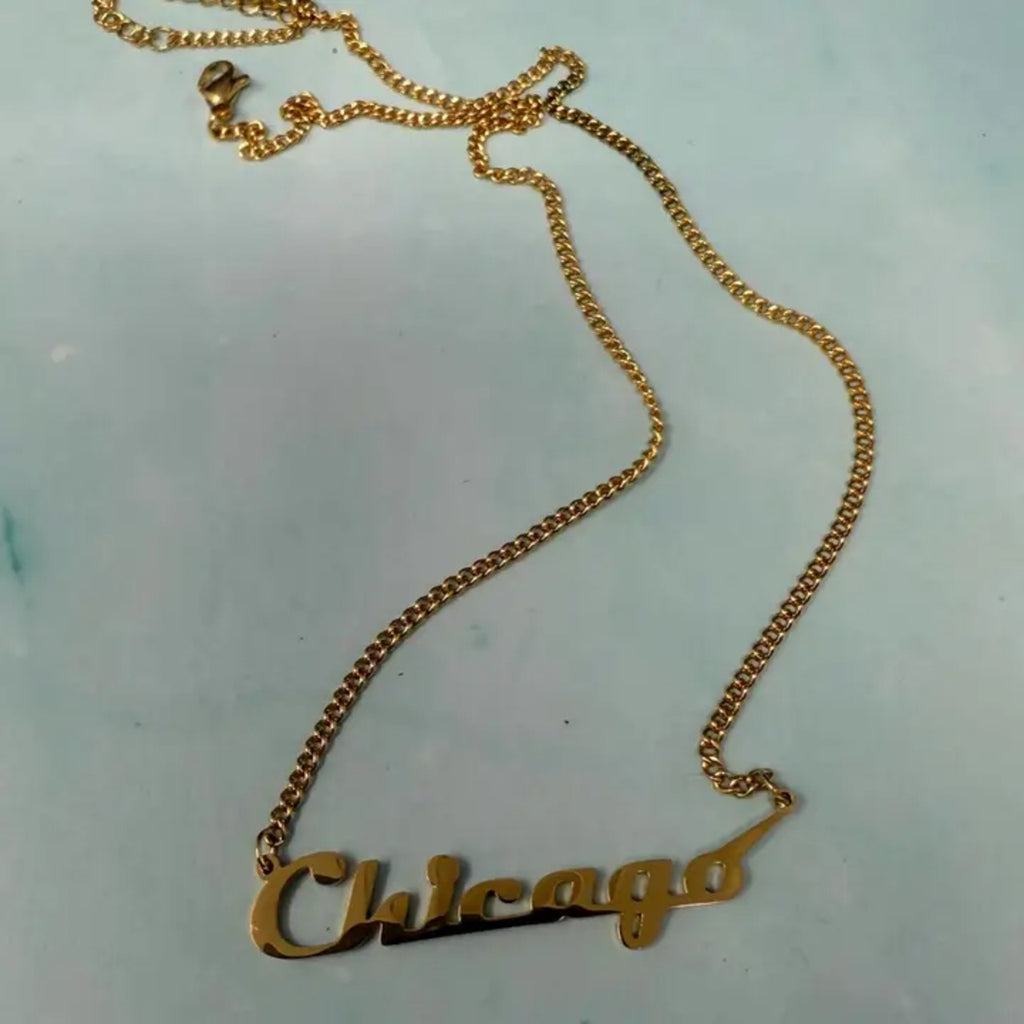 Chicago Gold City Name Necklace Rainbow Unicorn Birthday Surprise Jewelry - Necklaces