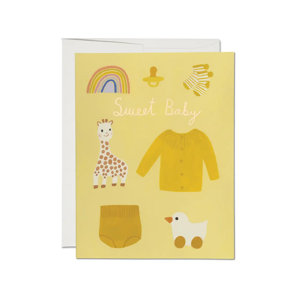Yellow Baby Card Red Cap Cards Cards - Baby