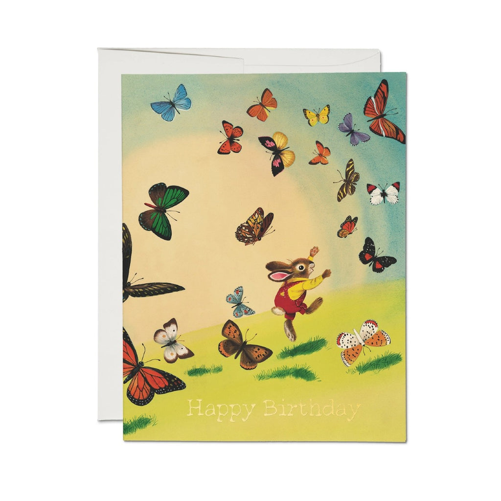 Richard Scarry Bunny And Butterflies Birthday Card Red Cap Cards Cards - Birthday
