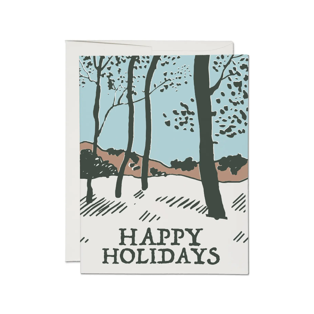 Snowy Forest Holiday Card - Set Of 8 Red Cap Cards Cards - Boxed Cards - Holiday