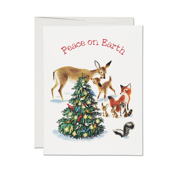 Peaceful Critters Holiday Card Red Cap Cards Cards - Holiday - Happy Holidays