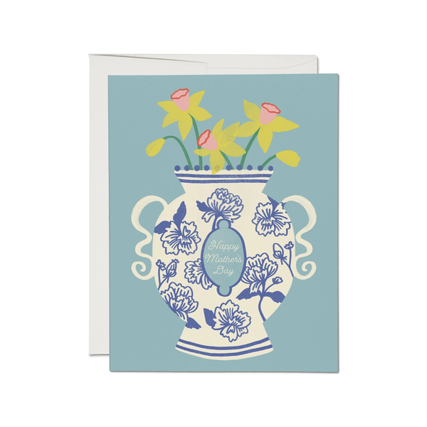 Chinoiserie Vase Mother's Day Card Red Cap Cards Cards - Holiday - Mother's Day
