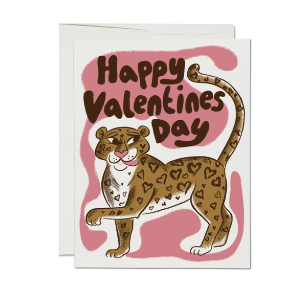 Leopard Valentine's Day Card Red Cap Cards Cards - Holiday - Valentine's Day