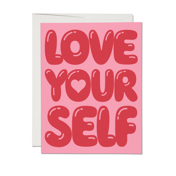 Love Yourself Ballon Typography Love Card Red Cap Cards Cards - Love
