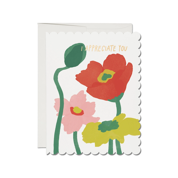 Scalloped Poppy Thank You Card Red Cap Cards Cards - Thank You