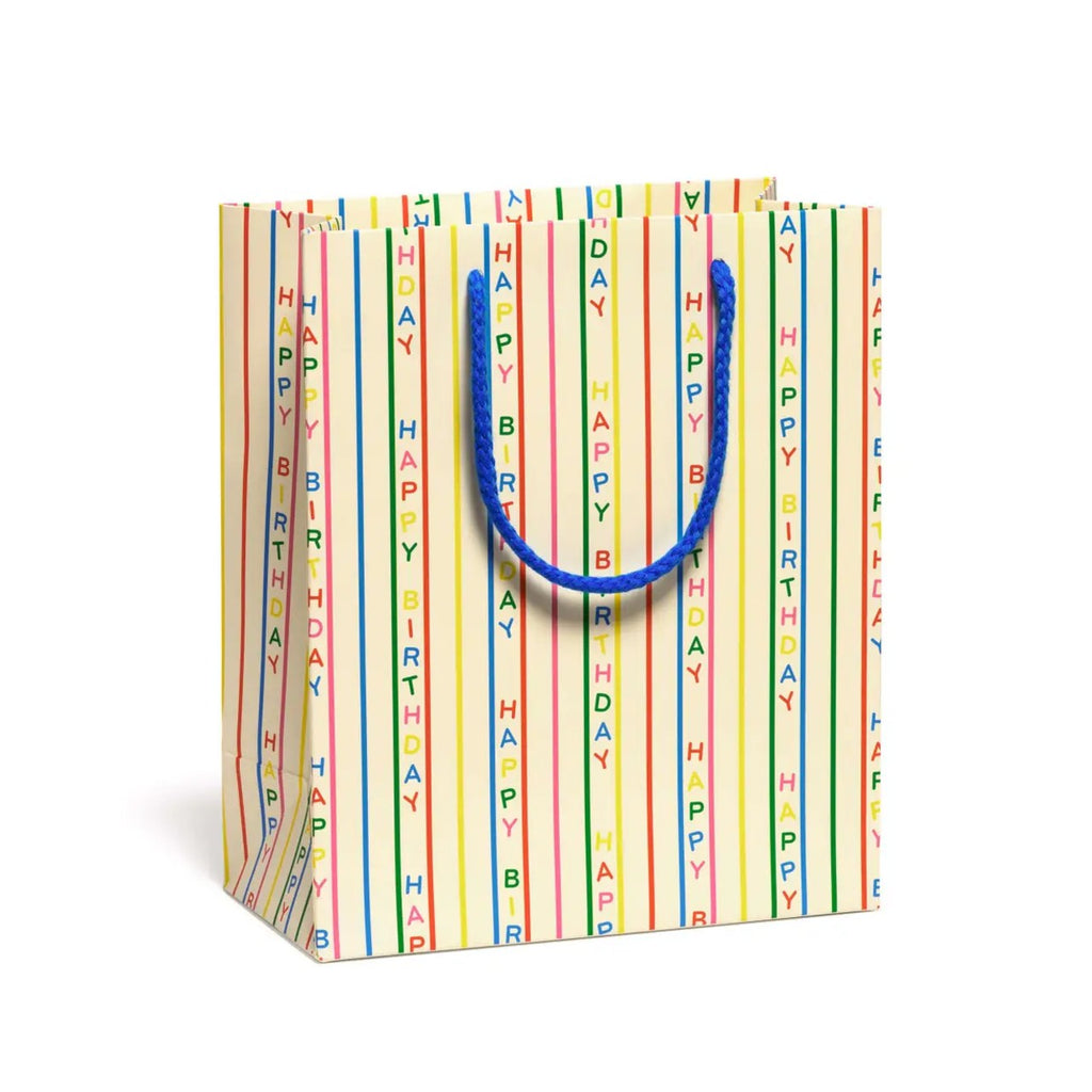 Birthday Stripes Medium Gift Bag Red Cap Cards Gift Wrap & Packaging - Gift Bags