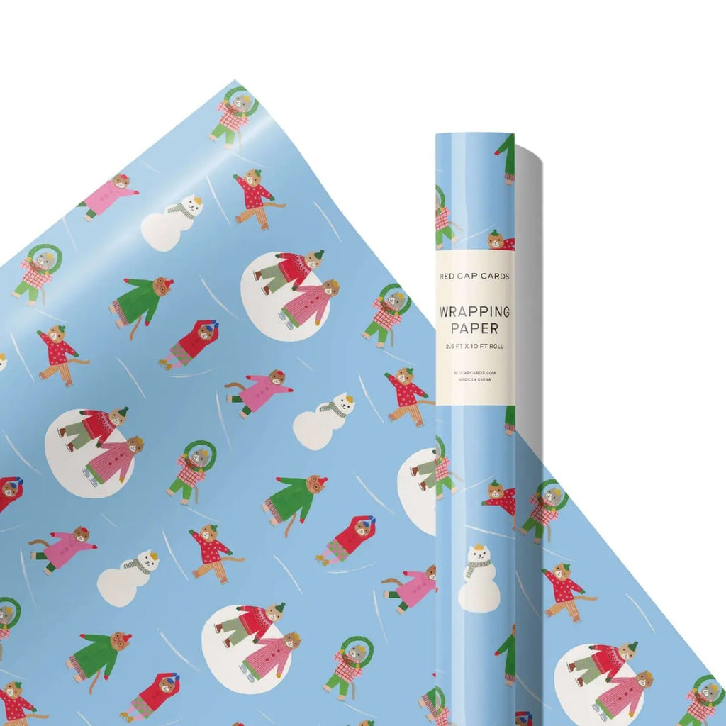 Skating Cats Gift Wrap Roll Red Cap Cards Gift Wrap & Packaging - Gift Wrap